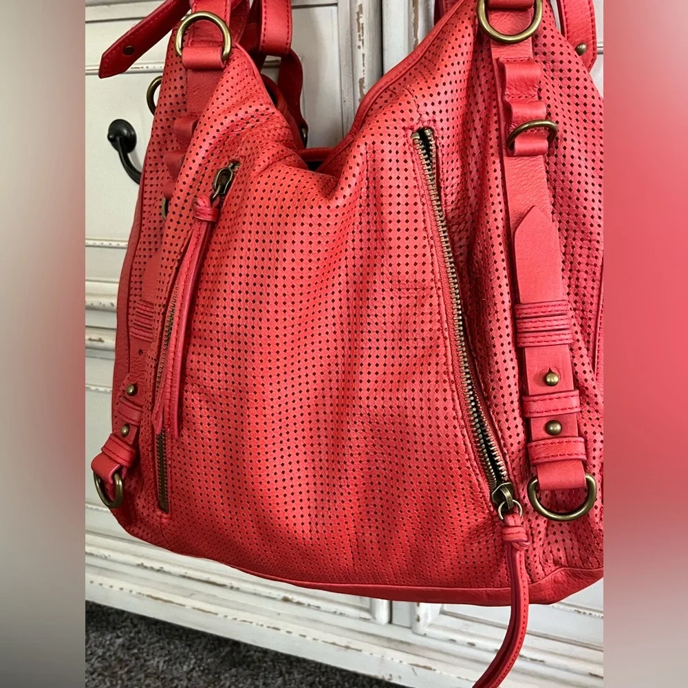 Joelle Hawkins Soft Leather Slouchy Erin Large Perforated‎ Lined Hobo